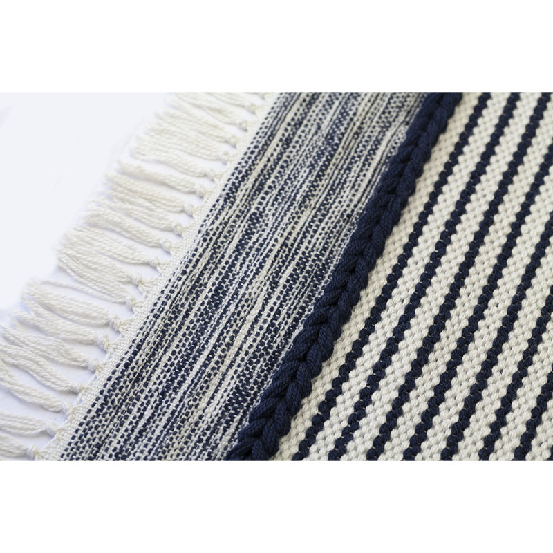 Tapis bleu marine tissé à la main Duggins, Rectangle 2 pi x 3 pi