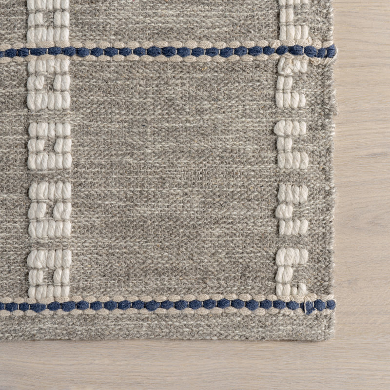 Morgan Gray Geometric Check Wool and Cotton 3' x 5' Area Rug