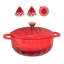 Cocotte en fonte émaillée rouge de 7,5 litres en forme de pétale, avec maniques et dessous de plat résistants à la chaleur-134179979-134179982