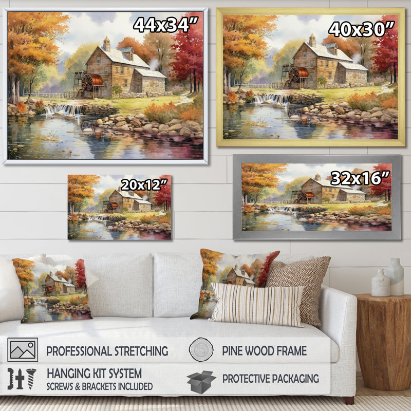 Ohio campagne charmante sur toile, Cadre simple blanc, H 12 po x l 20 po x P 1 po