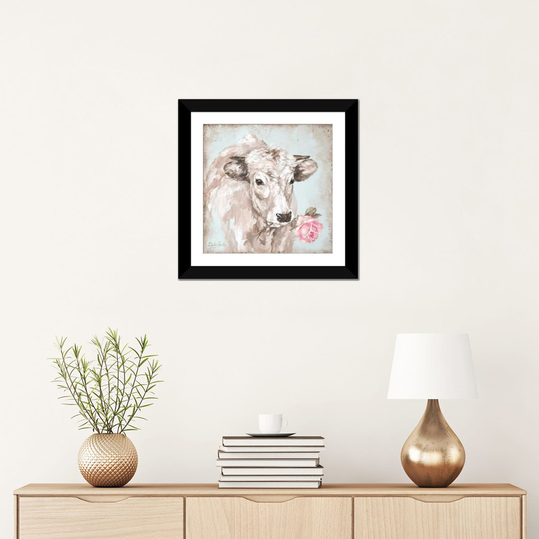 " Cow With Rose II " by Debi Coules August Grove® Mat