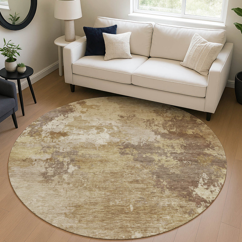 Machine Washable Indoor/Outdoor Earleville ACN2367 Abstract Rug, Round 8'