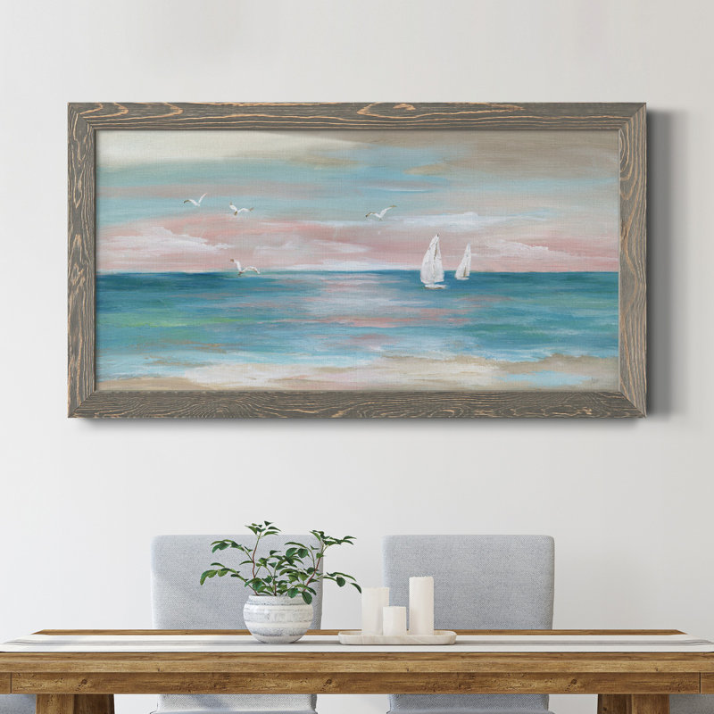 " Pastel Sunset " Painting, Gray Framed