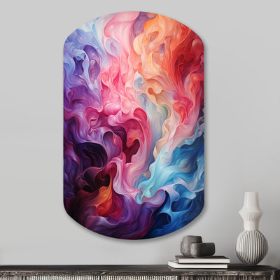 Citally Opt Art Radiant Spectrum II - Op Art Asymmetrical Metal Wall Decor, Modern Cylinder Metal Art Print