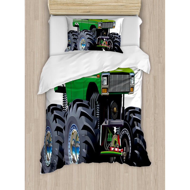 Ensemble de housse de couette cars, Housse de couette simple + 1 taie décorative