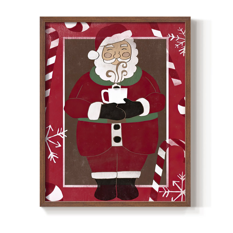 Cozy Cocoa Christmas Collection B, reproduction encadrée - bois massif, Noyer, H 21 po x l 17 po