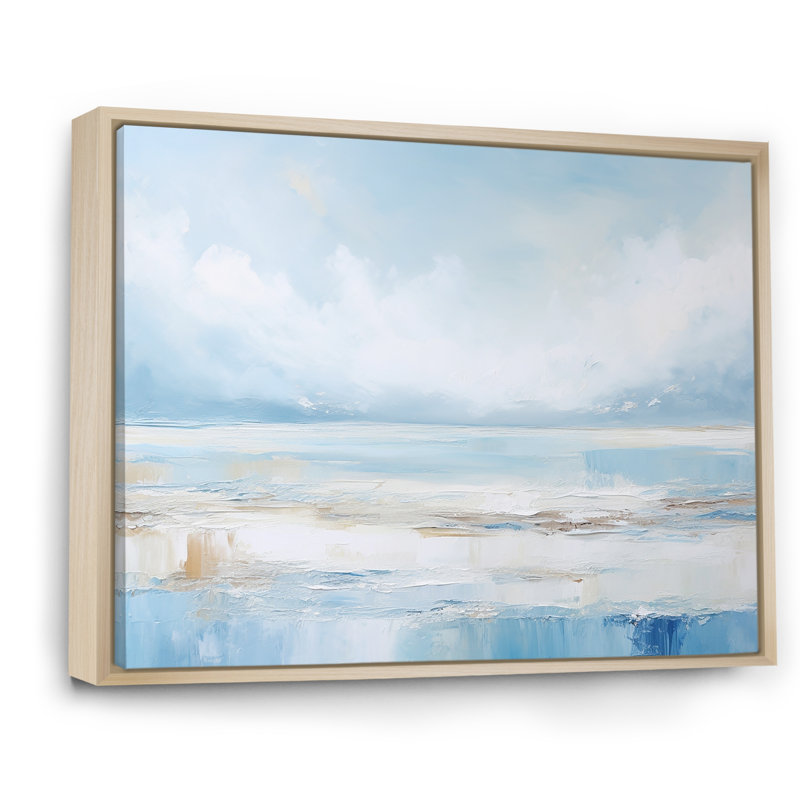 Coastal Beach Minimal Scenery IV - Salon d'art mural plage et océan, H 30 po x l 40 po x P 1,5 po, Cadre naturel flottant