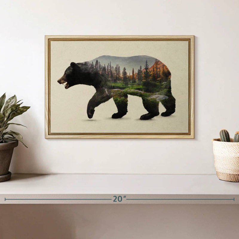 L'ours noir nord-américain, Cadre flottant en bois naturel, 13 po x 9 po