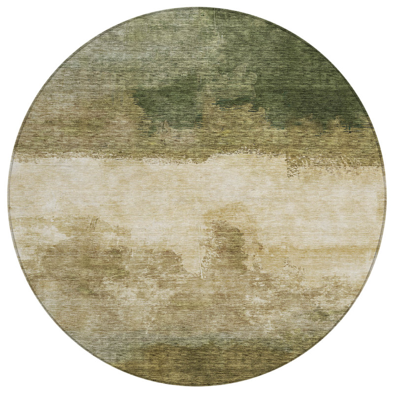 Zailor Green Washable Indoor-Outdoor Rug - , 8' x 8'