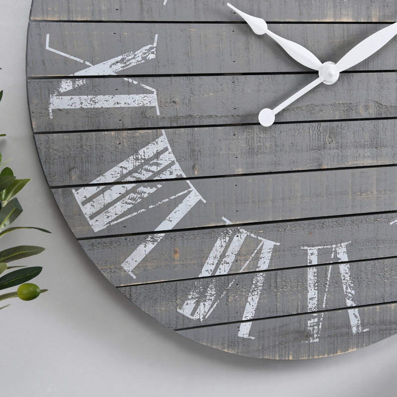 Oversized White Wood Farmhouse Shiplap Wall Clock