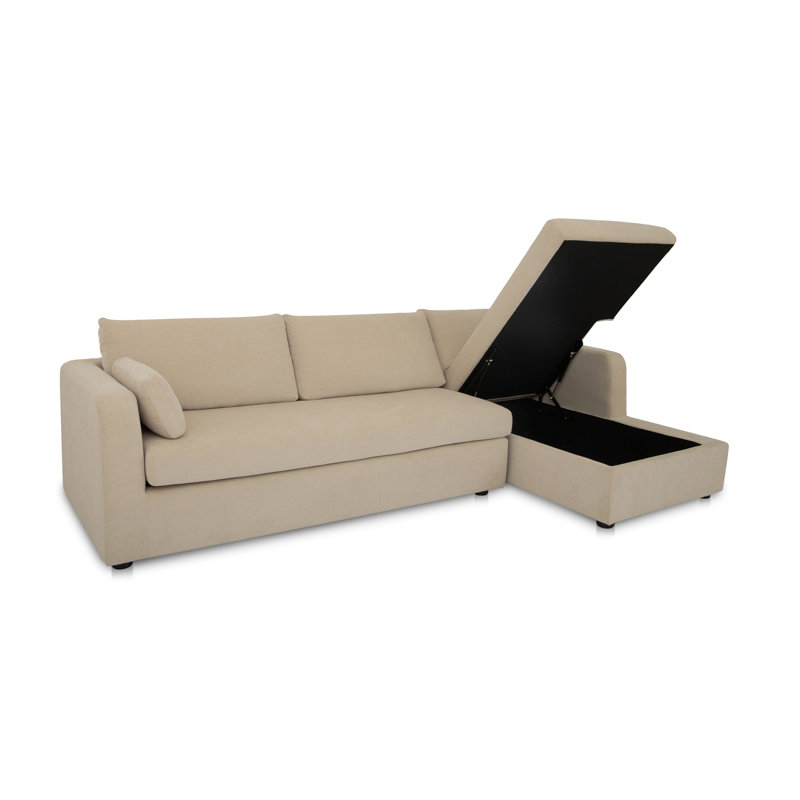 Canapé-lit modulaire Eddie, Polyester beige, Orienté à droite
