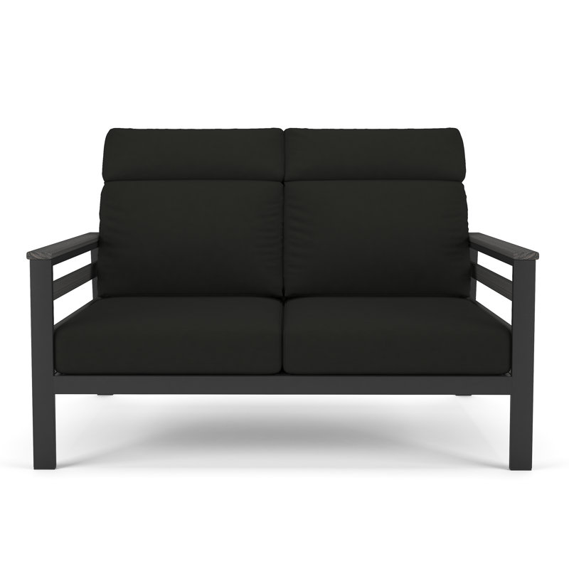 Causeuse d'extérieur en métal avec coussin Sunbrella Townsend, Gris, Toile noire