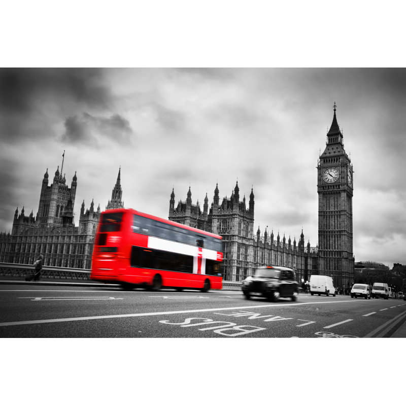 Red Double Decker Bus by NiseriN - Wrapped Canvas Print, 30cm H x 46cm W x 3.8cm D