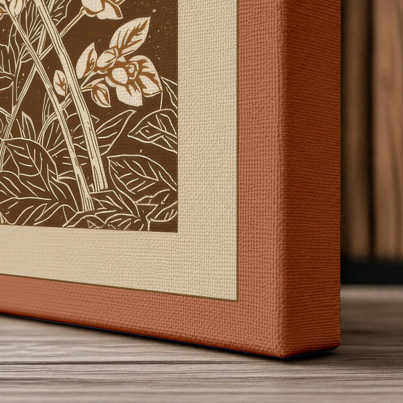 Delicate Study Botanical - Wrapped Canvas, 30x20 - 76.2 x 50.8 cm, Terracotta Border