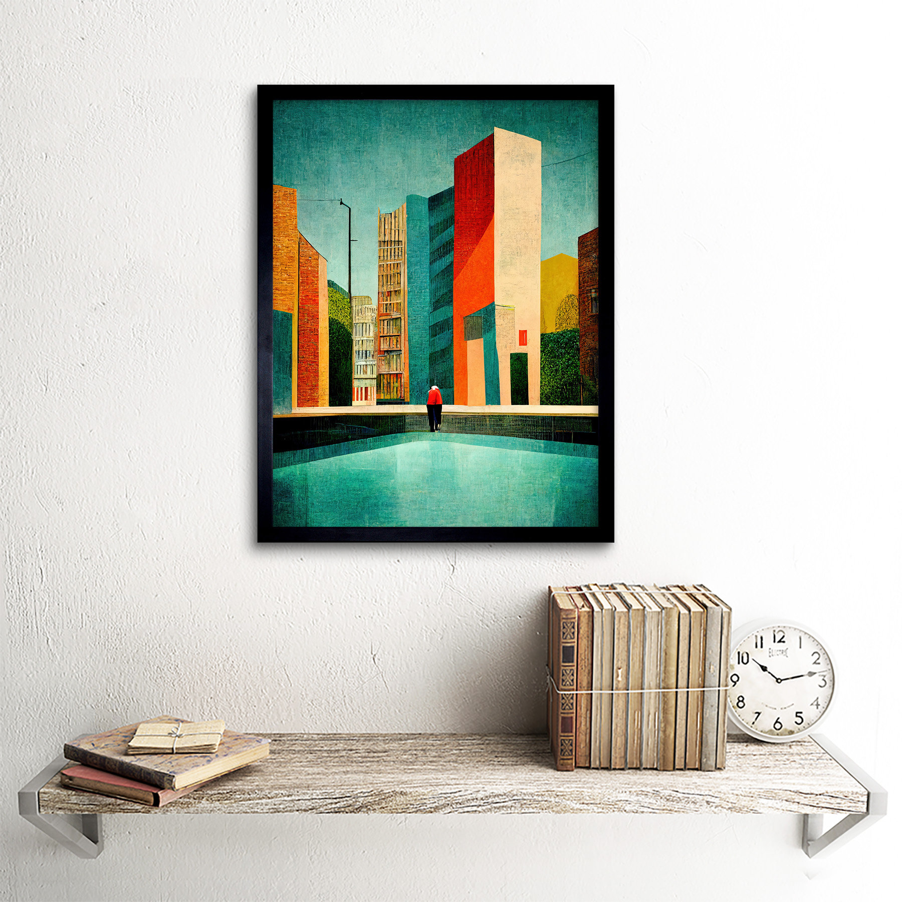 Wee Blue Coo Pop Art Midcentury Style Cityscape Building - Picture ...