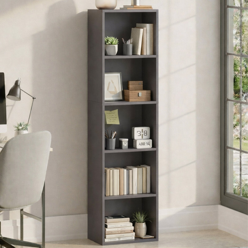 Gerardi 32cm W Standard Bookcase, 132 cm H x 32 cm W, Grey