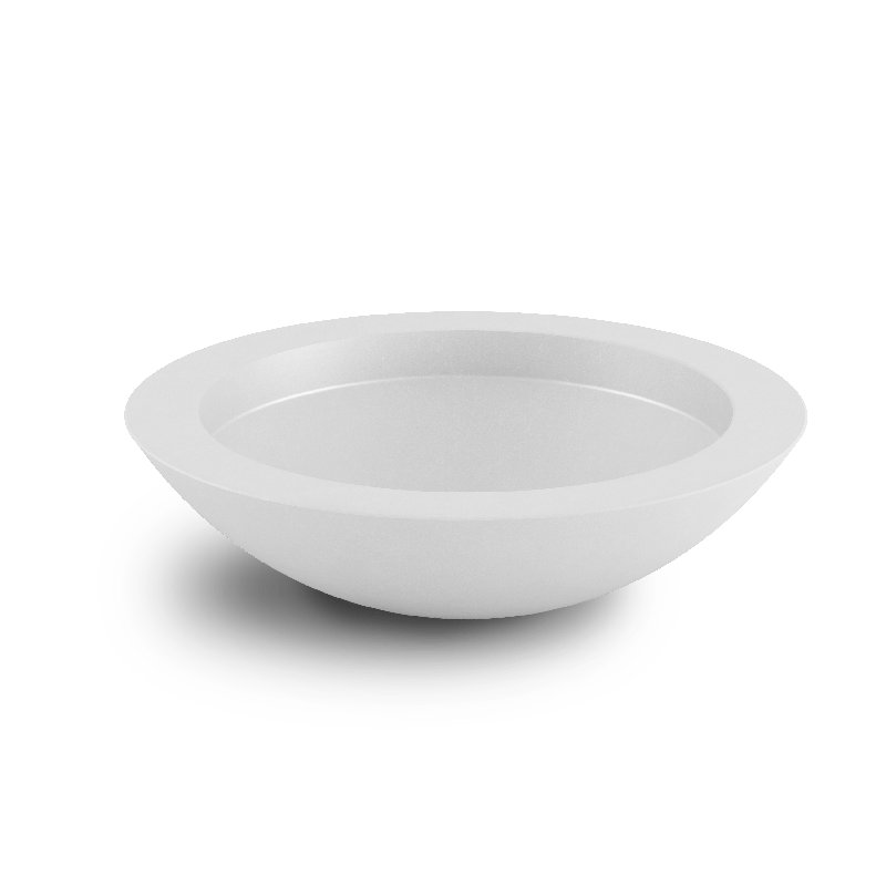 Oceanside Shallow Concrete Planter, White, 8" H x 36" W x 36" D