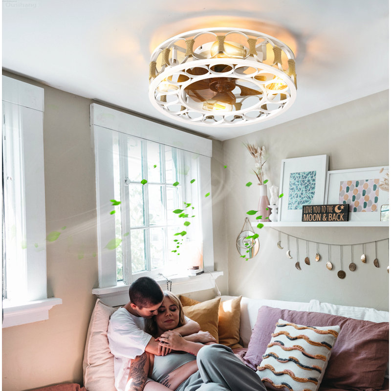 Ventilateur de plafond encastré avec télécommande Modern Light, Blanc clair