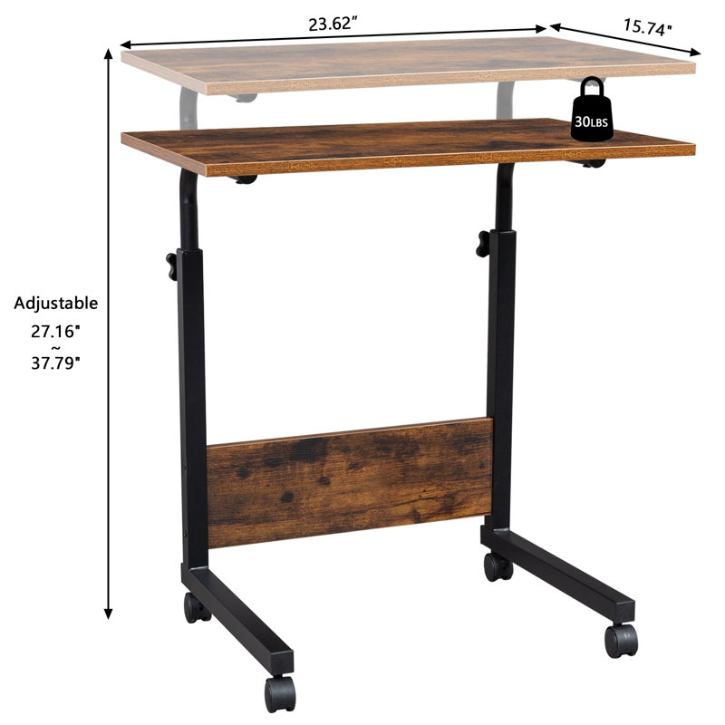 Convertisseur de bureau debout Tremberth, H 37,75 po x l 23,62 po x P 15,74 po, Brun