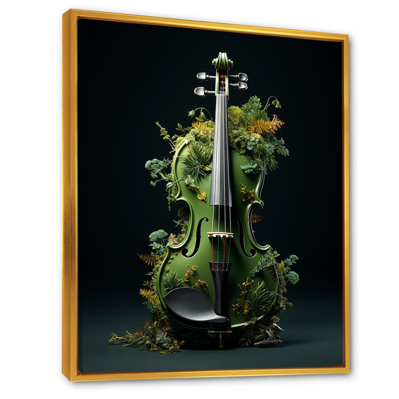 Violon verdure dans la forêt II, H 44 po x l 34 po x P 1,5 po, Cadre flottant doré