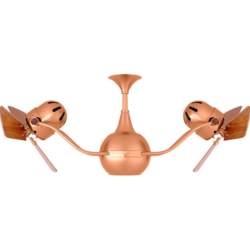 44" Vent-Bettina Dual Ceiling Fan with Wall Control and Light Kit Included, Brushed Copper