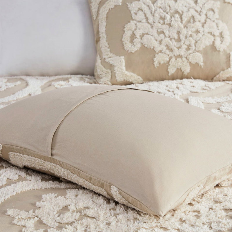 Housse de couette 3 pièces, double / grand, chenille de coton avec capitonnage et fermeture à boutons de style élégance décontractée, taille double / grand, fermeture de taies décoratives assortie