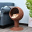 Rotatable Egg Chair Pod Cat Bed With Thick Cushion, Natural Mat Grass House, Brown Elevated Basket And