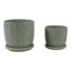  Plateau décoratif décoratif en céramique avec motif - Pots de fleurs d'intérieur élégants avec soucoupe pour patio, salon ou décoration intérieure - ensemble de 2, 8 po, 6 po, vert-1621862970