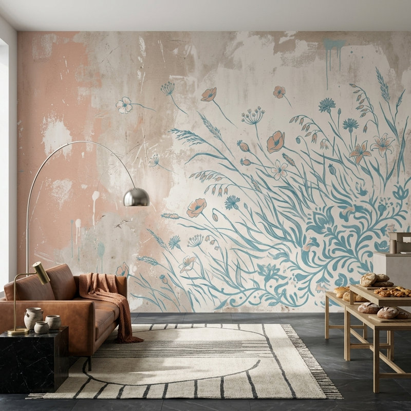 Papier peint fleurs sauvages Wild Art, 200 po x 120 po, Peler et coller