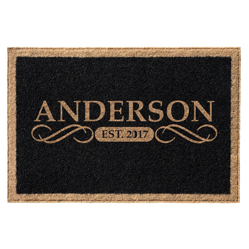 Tapis de porte d’extérieur anti-dérapant personnalisé 60 x 36 Boaman, Noir