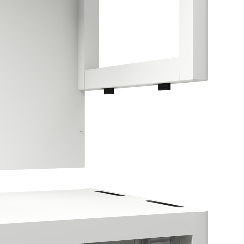 Armoire de rangement blanche en bambou à grande capacité avec tablettes pour salle de bain et salon, Blanc