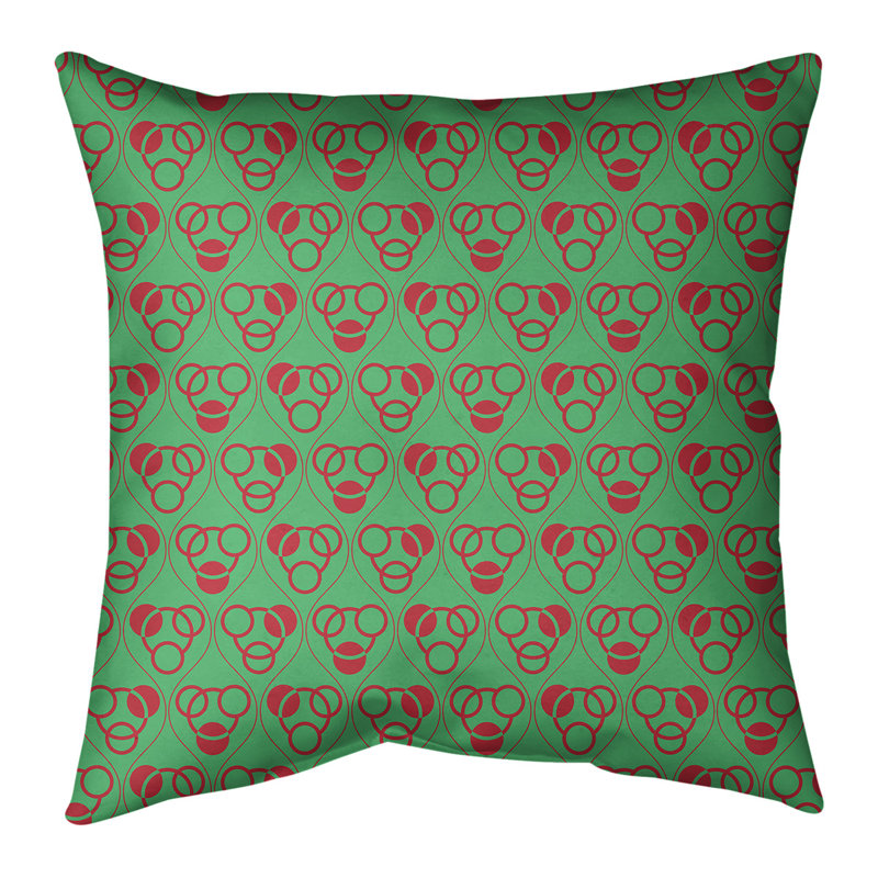 Coussin décoratif 14 po, 14 po x 14 po, Rouge / Vert