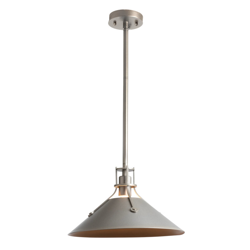 Henry Outdoor Pendant with Metal Shade, Coastal Burnished Steel, 8.7" H x 14.4" W x 14.4" D