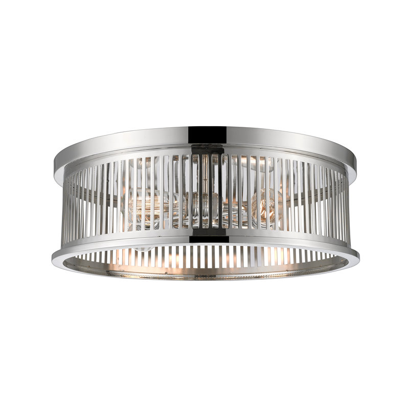 Beddingfield Steel Flush Mount, Polished Nickel