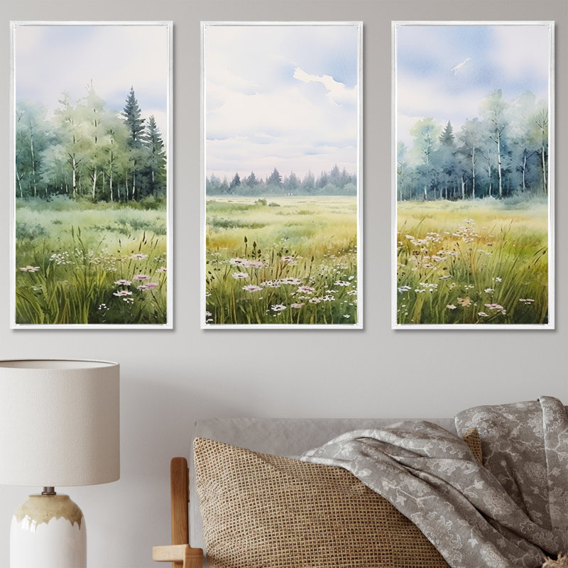 Ensemble de décorations murales Meadow, H 28 po x l 36 po x P 1 po, Cadre flottant blanc