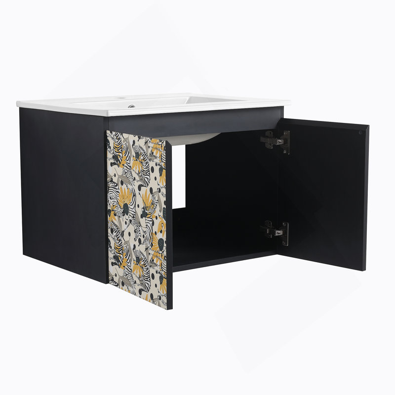 Meuble-lavabo mural 24 po avec lavabo en céramique, 24"