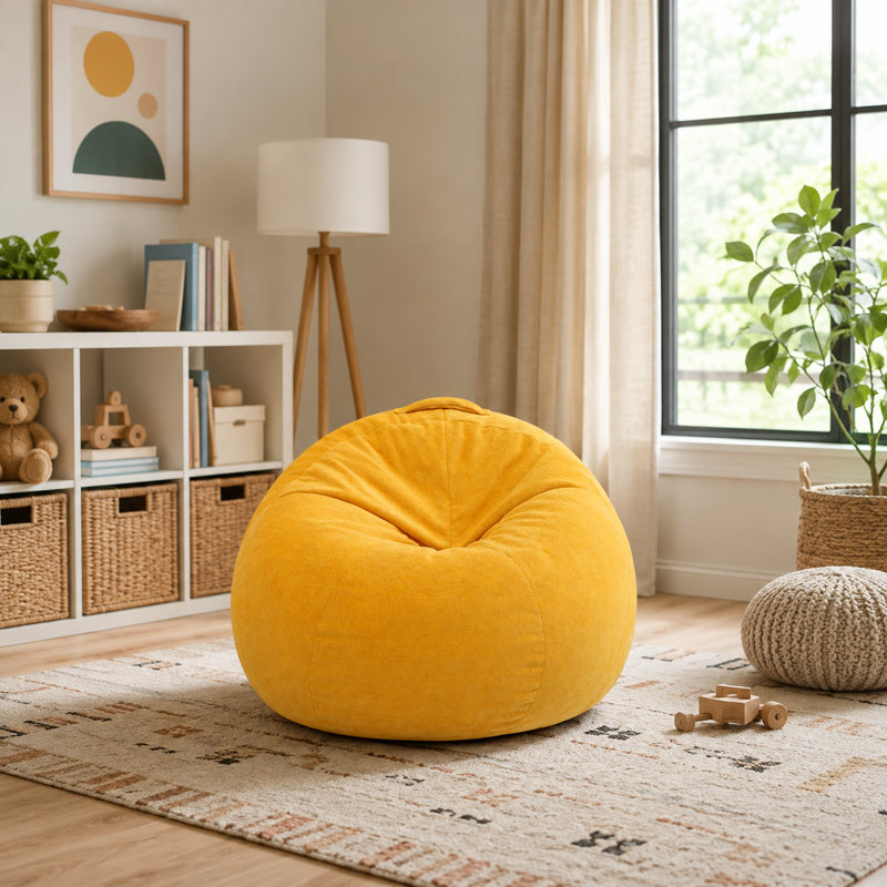 Fauteuil à billes 31,5 po avec poignée de transport, Yellow