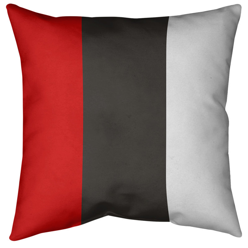 Coussin intérieur / extérieur , 16 po x 1 po, Rouge / étain / blanc
