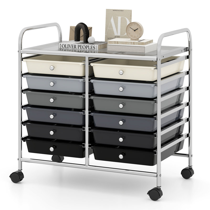 12 Drawer Storage Drawer, Black/Gray/White