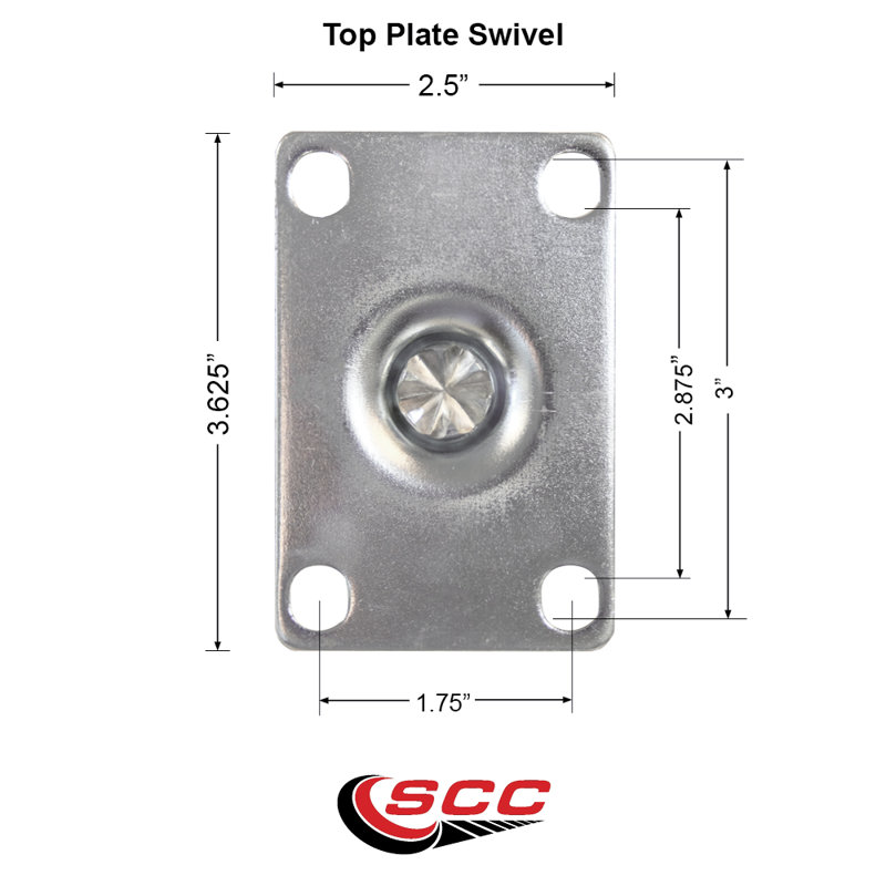 3 Inch SS Maroon Polyurethane Top Plate Caster Set Total Lock Brake SCC, Black