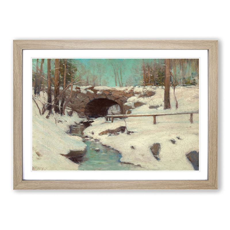 Stone Bridge in Central Park by Julian Onderdonk - Framed Print, Oak Framed, 36cm H x 48cm W x 2cm D