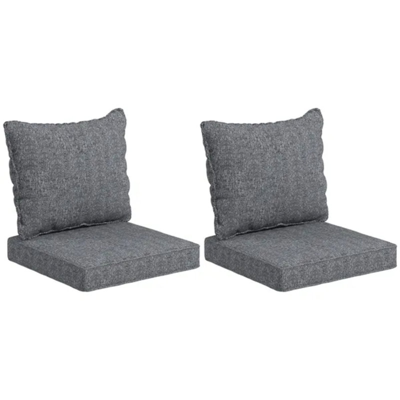 4 Piece Gray Patio Chair Cushion Set, UV Fade Resistant Seat and Backrest Replacement Pads