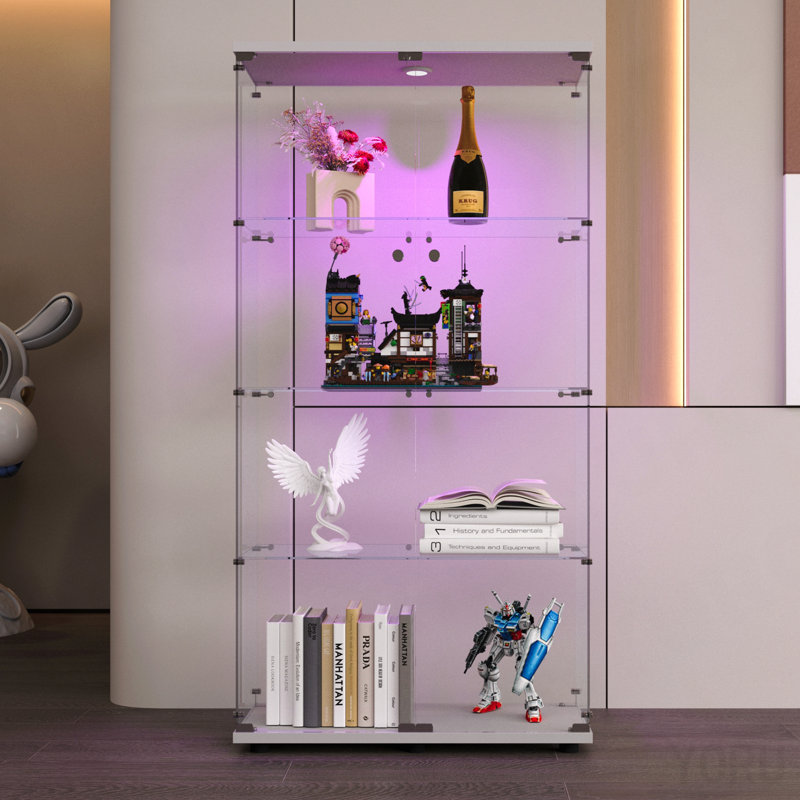 Vitrine 64,7 "en verre, 2 portes, 4 tablettes, lumière DEL - standard, Blanc