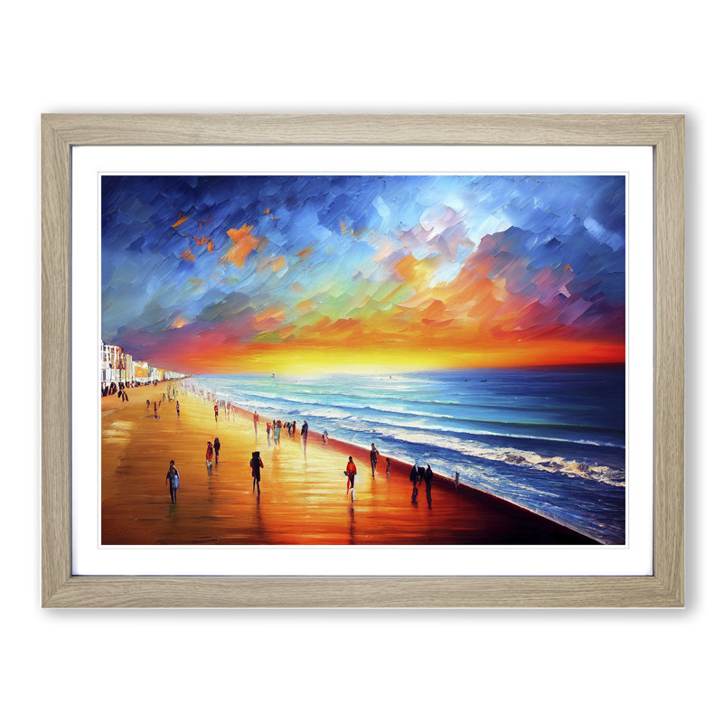 Beach View Vol.1 1 Piece Single Picture Frame Painting, 46cm H x 64cm W x 2cm D, Oak