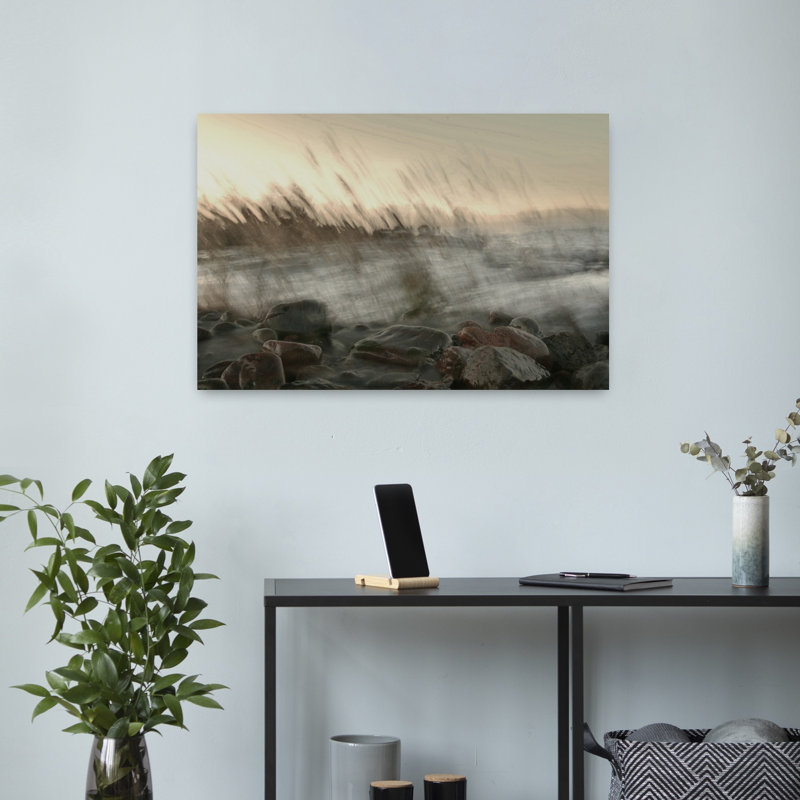 Rocher, sérénité abstraite, art mural côtier tranquille, H 16 po x l 24 po