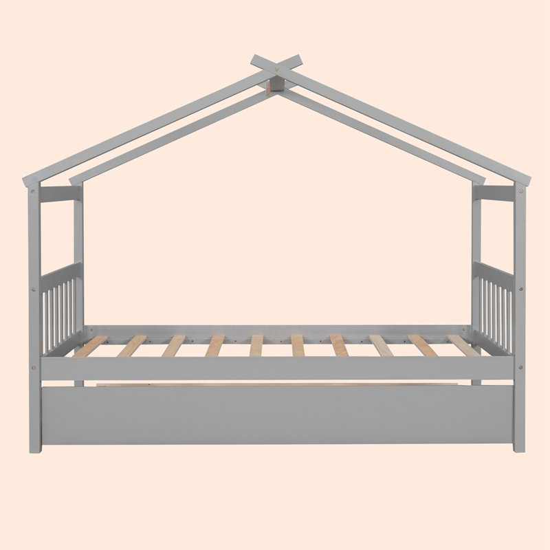 Travilah Slat Bed, Gray, Twin