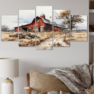 Farmstead Lnadscape III sur toile, 5 pièces