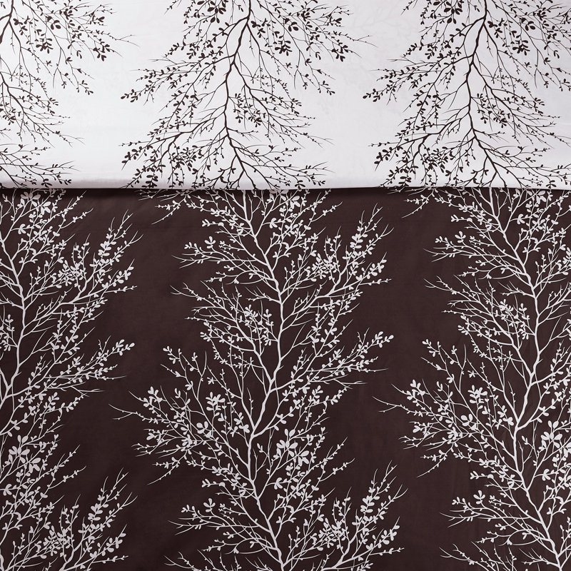 Foliage Reversible Comforter Set, Chocolate/White, Twin Comforter Set + 4 Additional Pieces