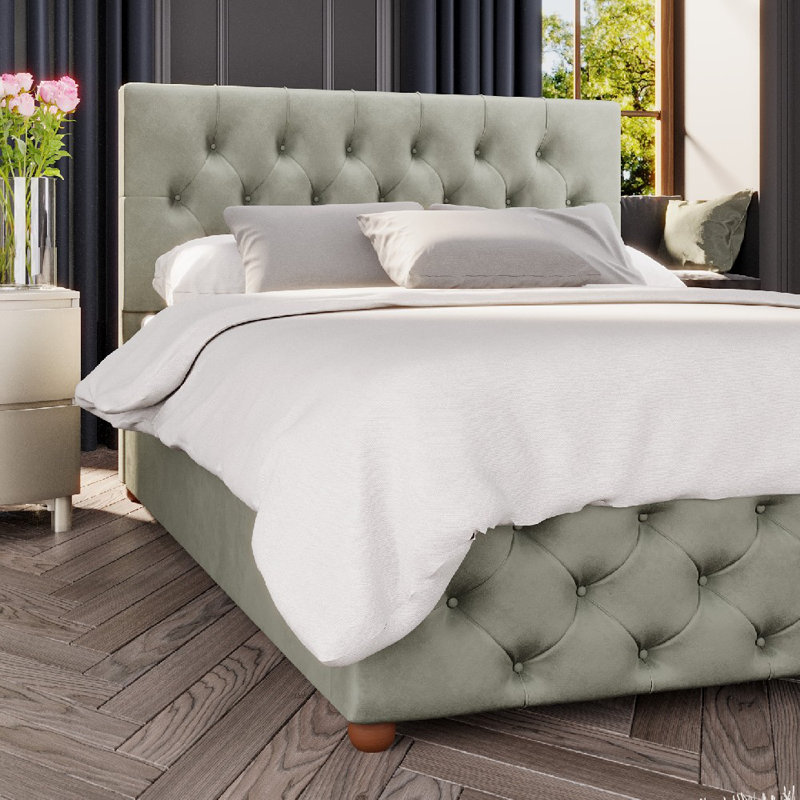Upholstered Ottoman Bed, Duck Egg, Double (4'6)