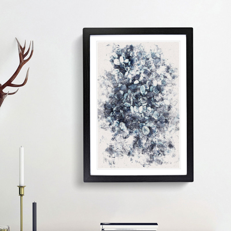 Pebbles on the Beach - Framed Print, 33cm H x 24cm W x 2cm D, Black Framed